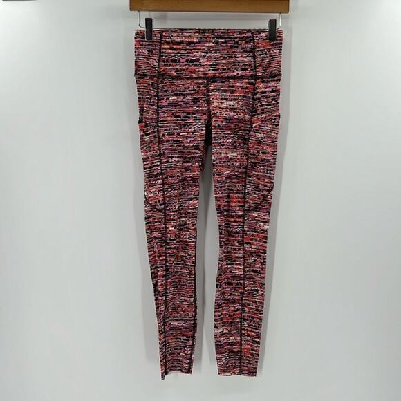 Lululemon Fast and Free Tight II 25" *Nulux  - Flash Pleat Orange Multi - 6 - Picture 1 of 7